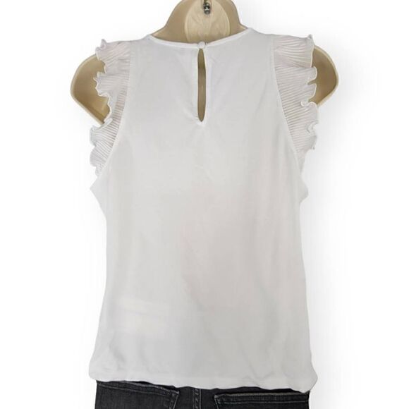 INC white ruffled sleeveless Top Medium - Picture 2 of 2